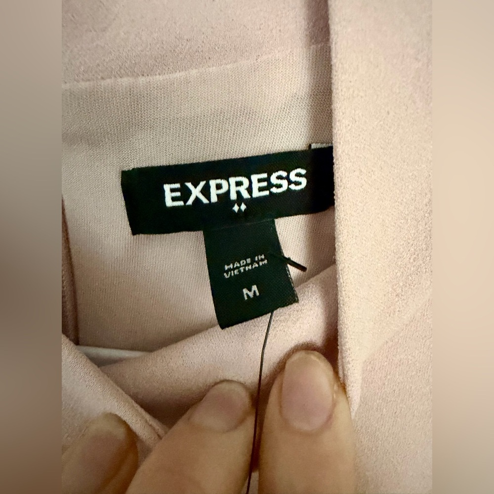Express Dusty Blush Pink Belted Mock Neck Midi Dress NWT Medium (M) - Picture 3 of 10